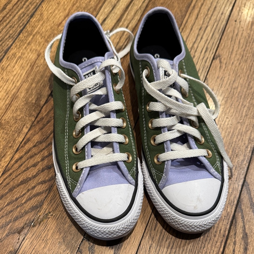 Converse Green and Lavender Canvas Sneakers
